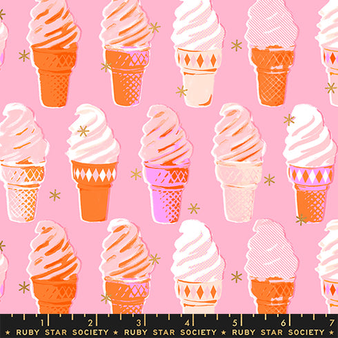 Best Day Ever Ice Cream Cones in Metallic Posy RS0105 14M - Ruby Star Society Sold by the Half Yard